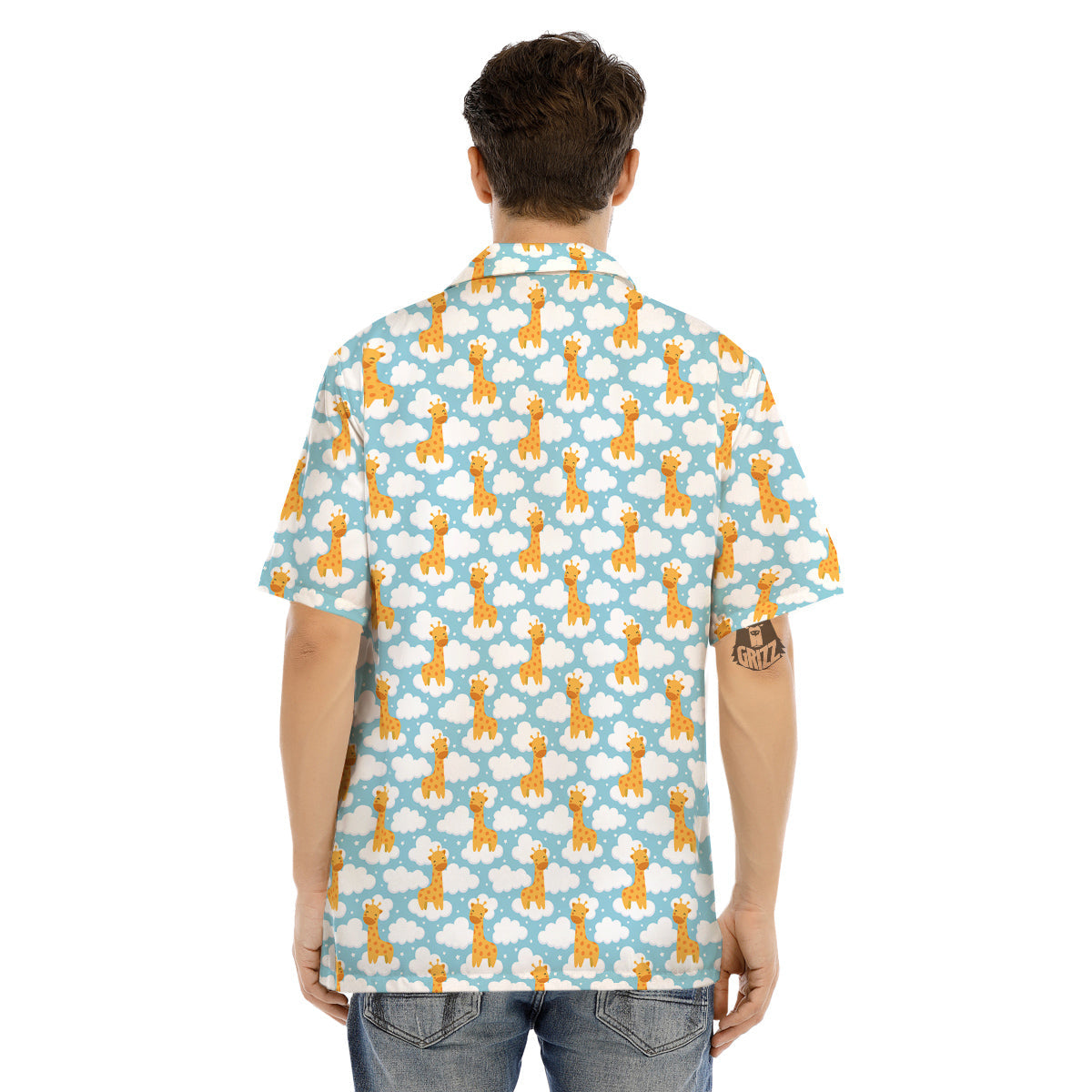 Giraffe Cute Cartoon Print Pattern Men's Hawaiian Shirt-grizzshop