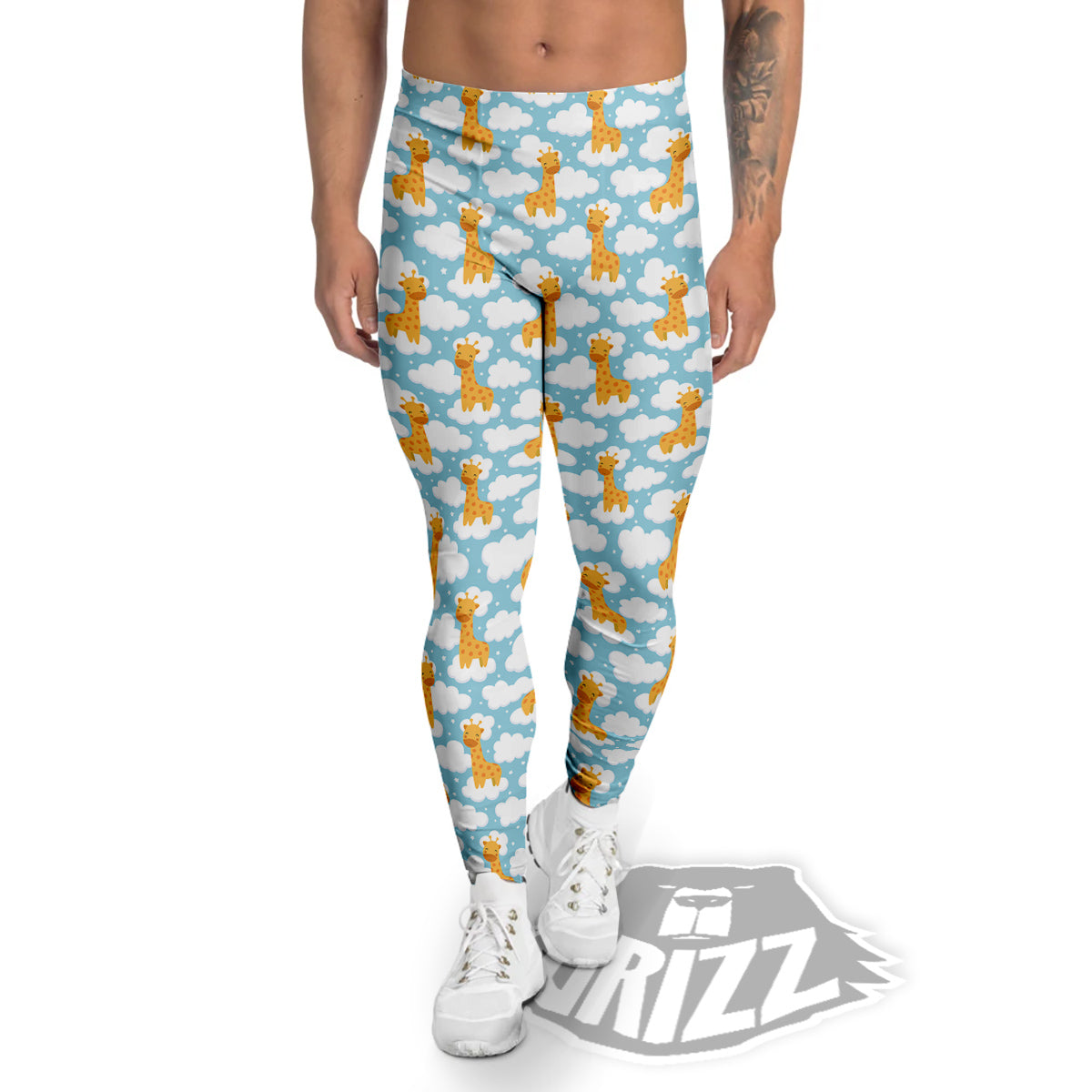 Giraffe Cute Cartoon Print Pattern Men's Leggings-grizzshop