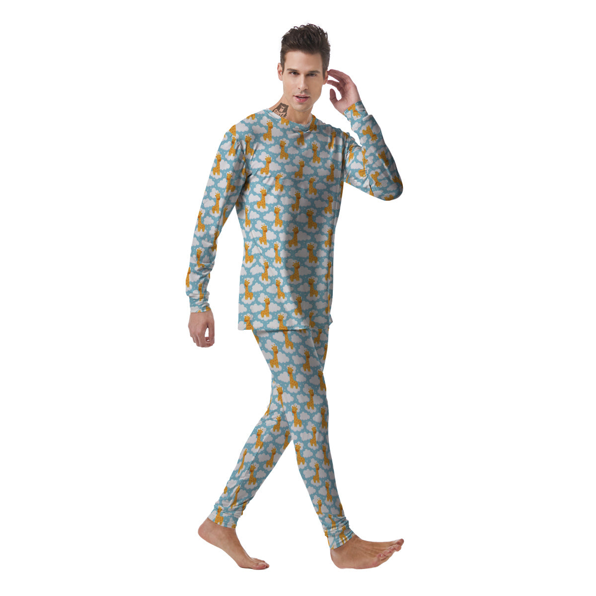 Giraffe Cute Cartoon Print Pattern Men's Pajamas-grizzshop