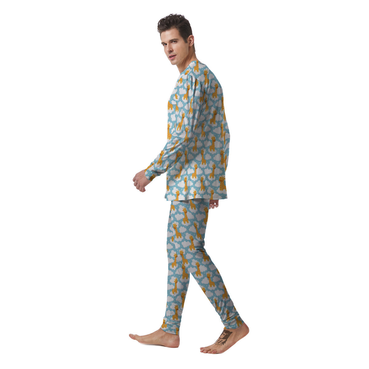 Giraffe Cute Cartoon Print Pattern Men's Pajamas-grizzshop