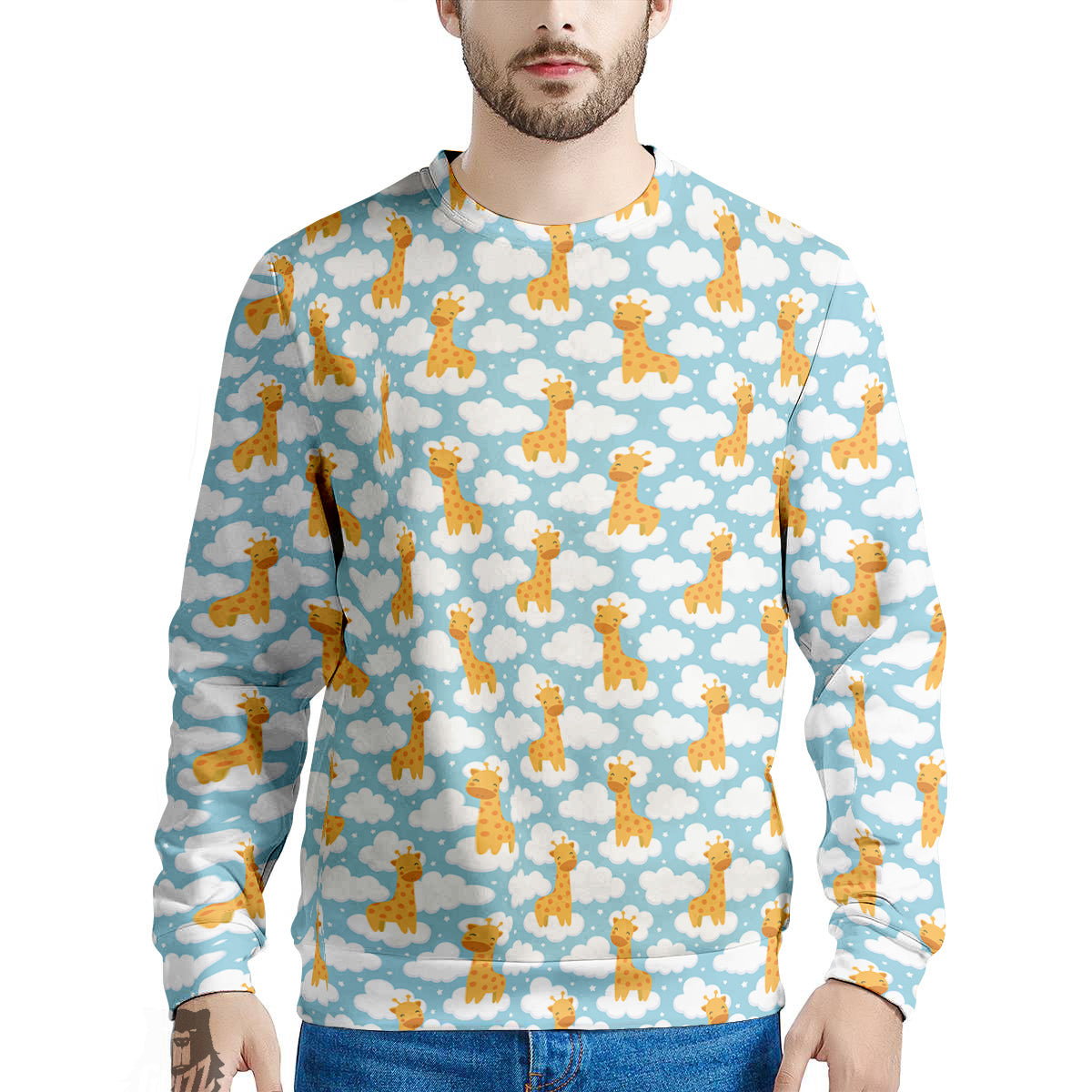 Giraffe Cute Cartoon Print Pattern Men's Sweatshirt-grizzshop