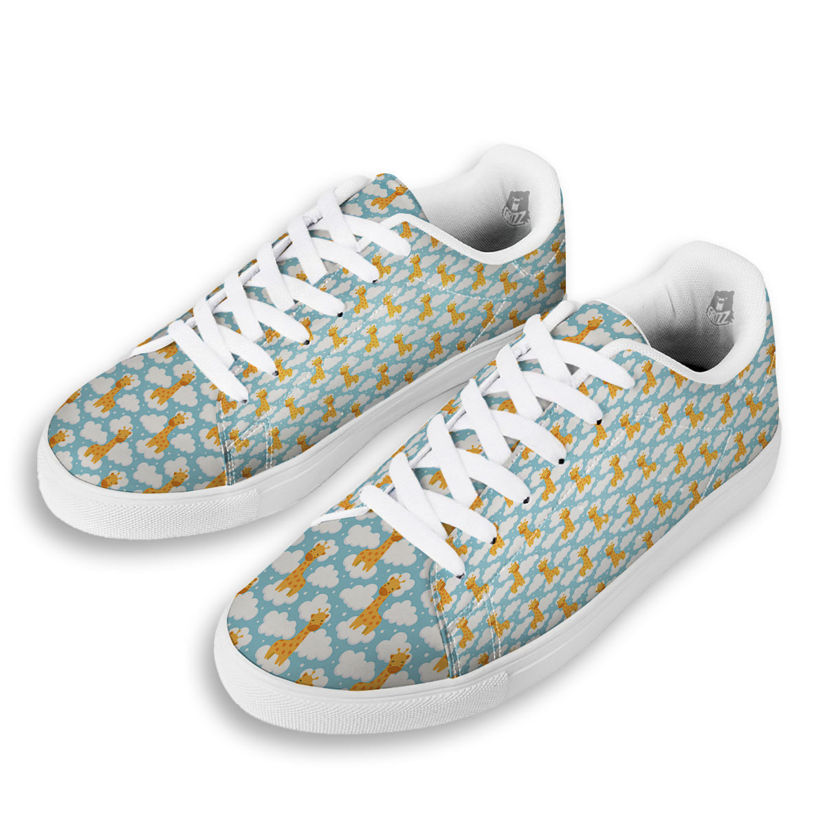 Giraffe Cute Cartoon Print Pattern White Low Top Sneakers-grizzshop