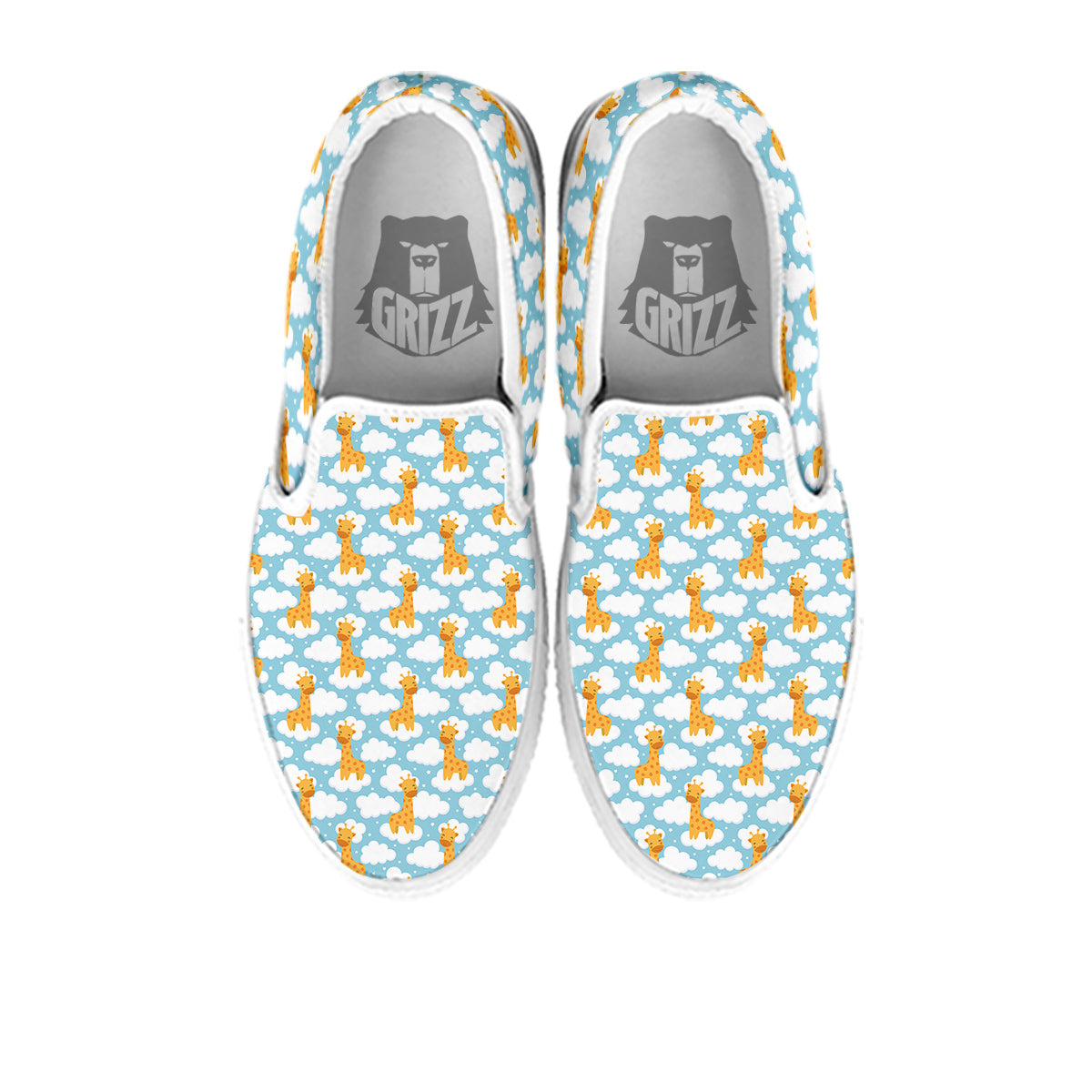 Giraffe Cute Cartoon Print Pattern White Slip On Shoes-grizzshop