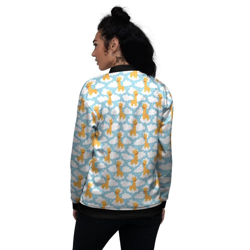 Giraffe Cute Cartoon Print Pattern Women's Bomber Jacket-grizzshop