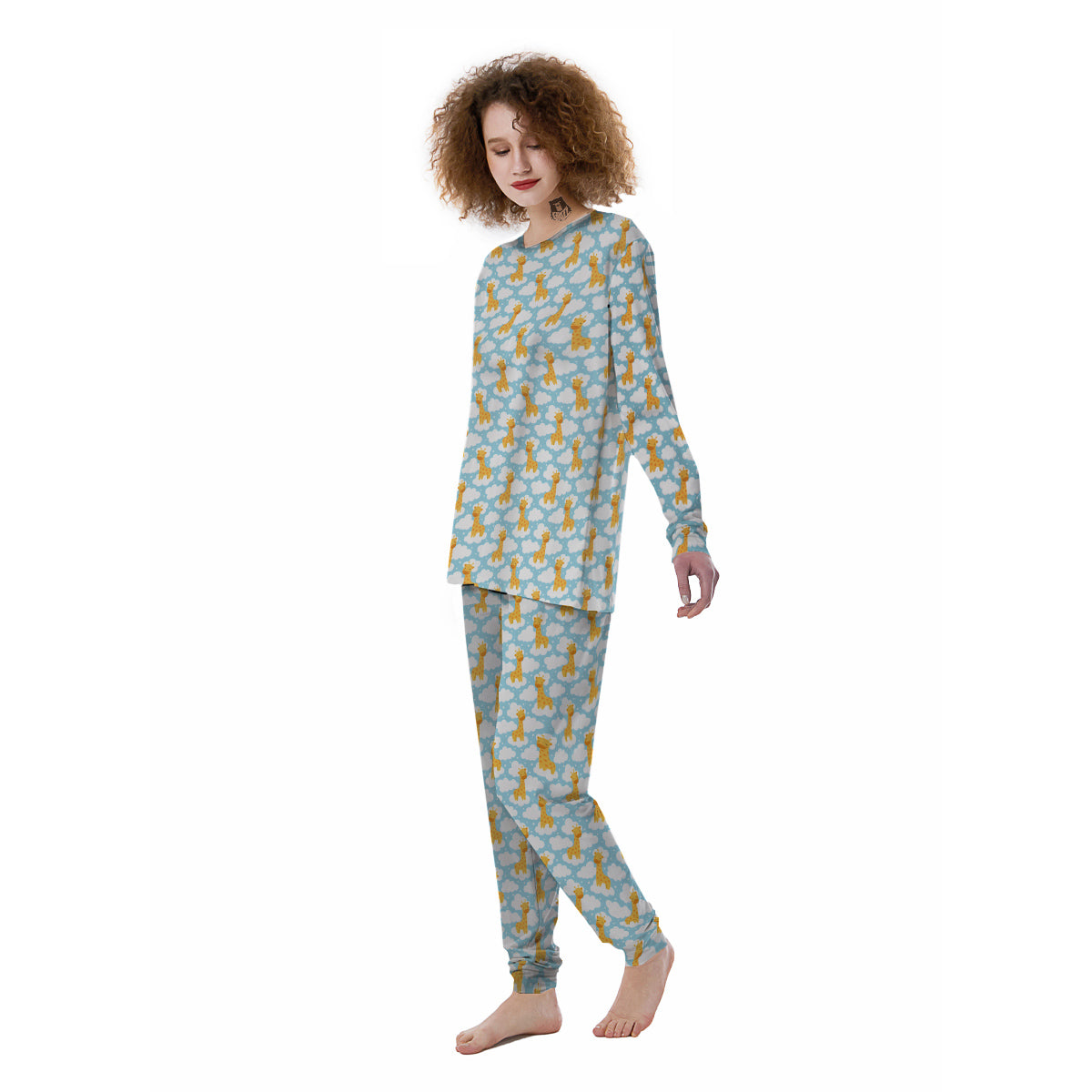 Giraffe Cute Cartoon Print Pattern Women's Pajamas-grizzshop