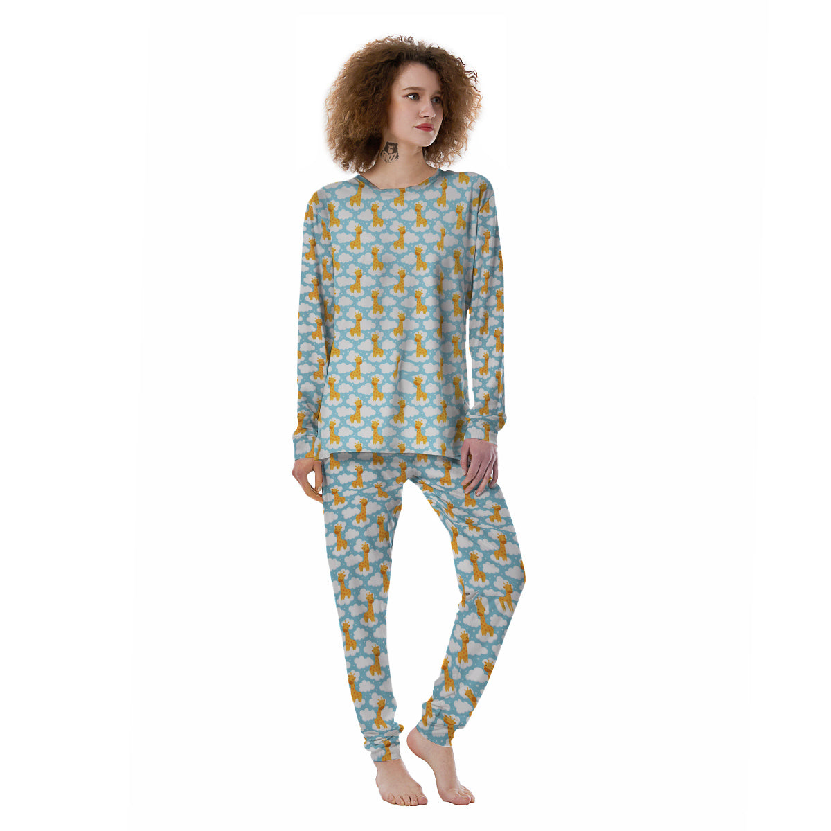 Giraffe Cute Cartoon Print Pattern Women's Pajamas-grizzshop