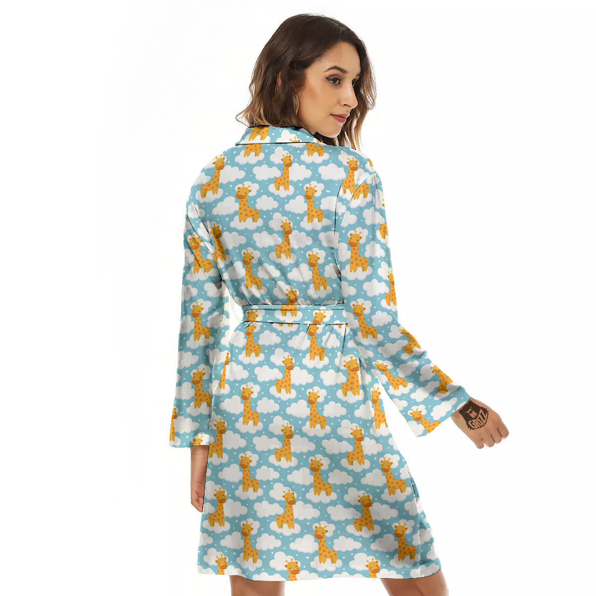 Giraffe Cute Cartoon Print Pattern Women's Robe-grizzshop