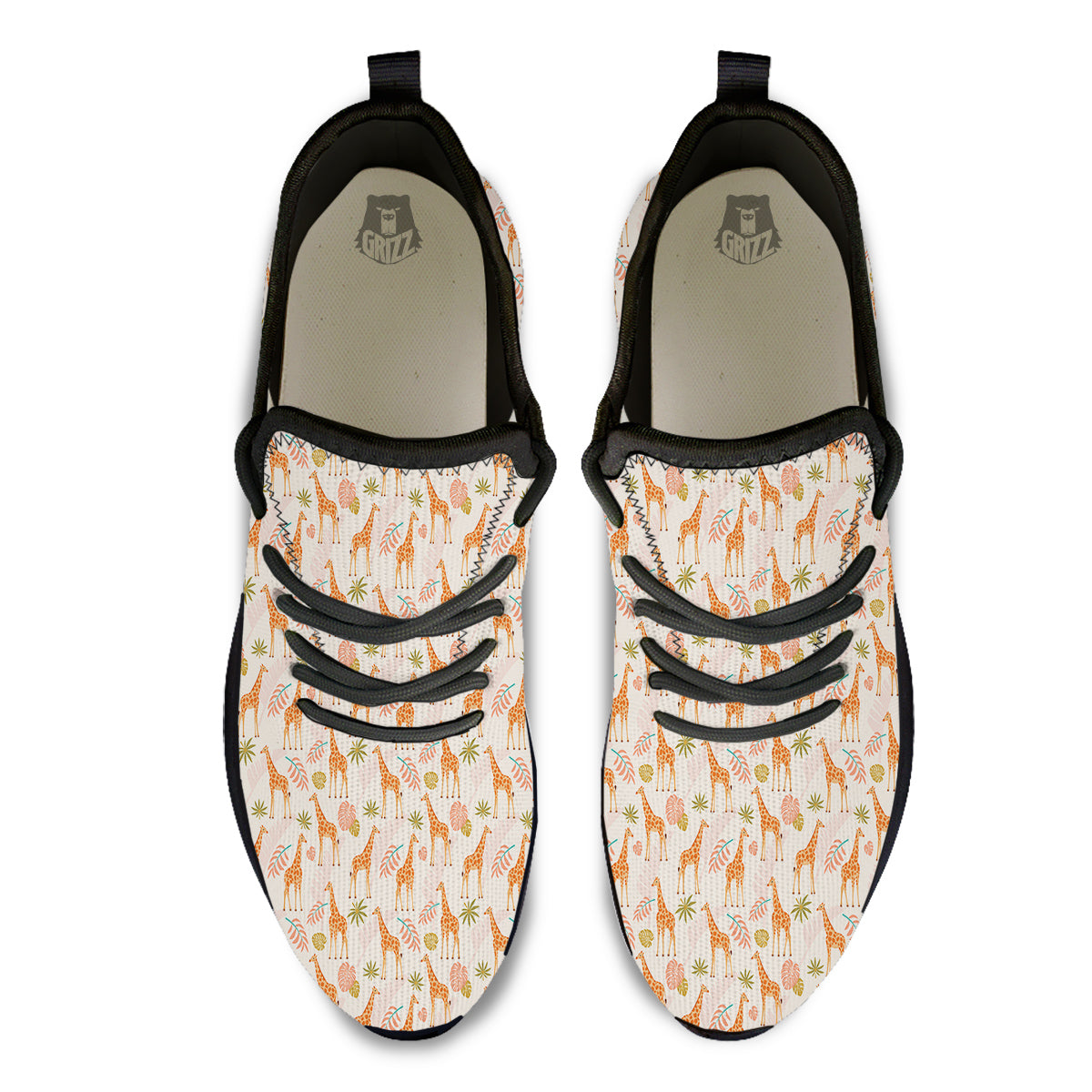 Giraffe Cute Print Pattern Black Athletic Shoes-grizzshop