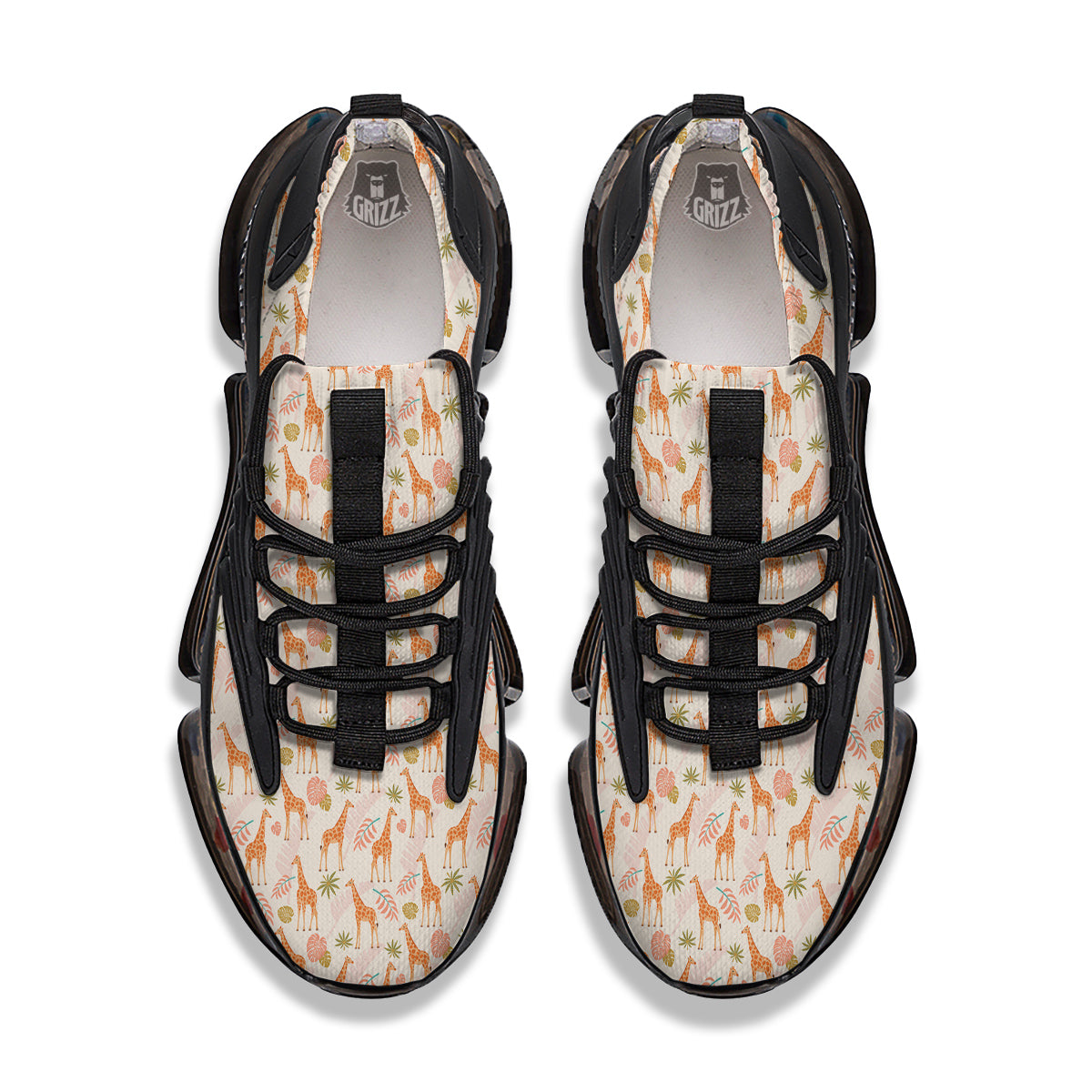 Giraffe Cute Print Pattern Black Gym Shoes-grizzshop
