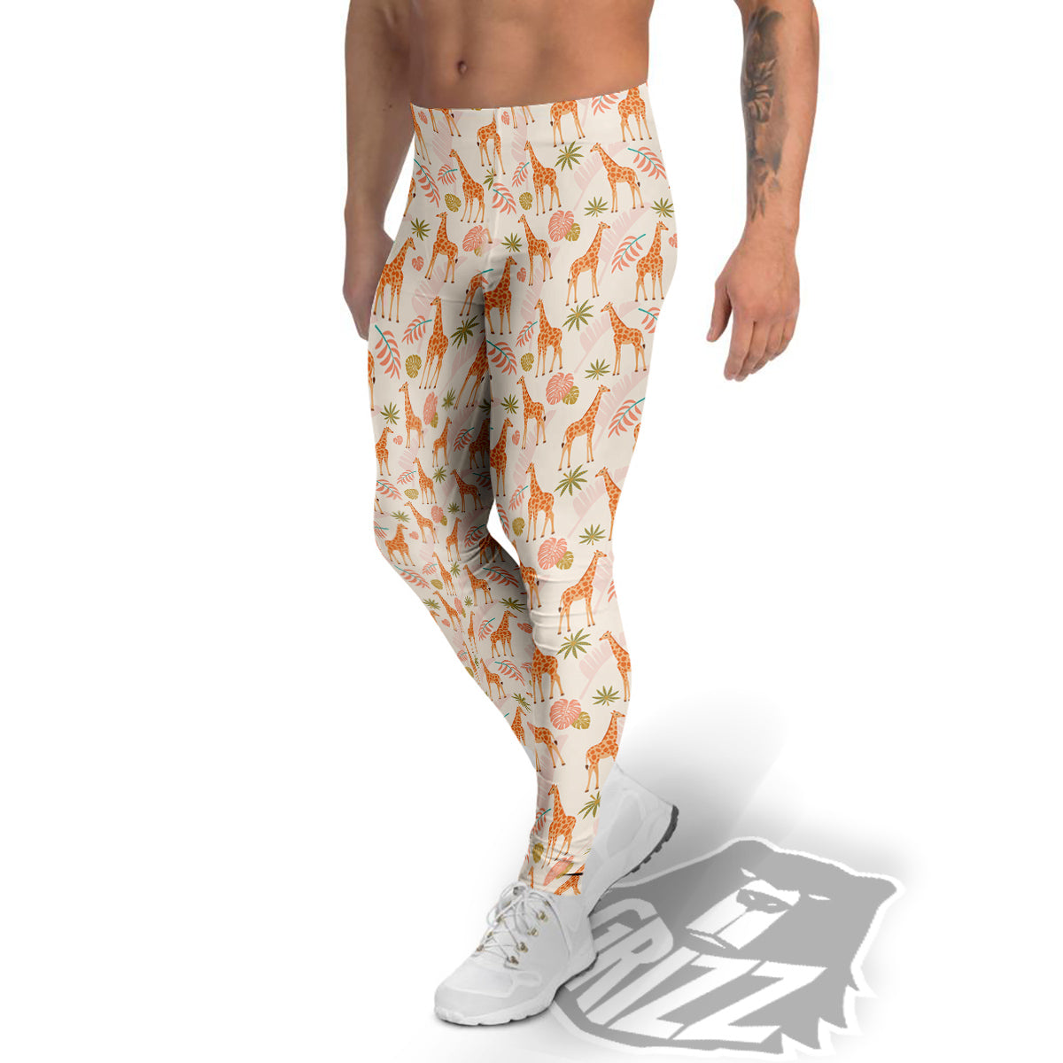 Giraffe Cute Print Pattern Men's Leggings-grizzshop