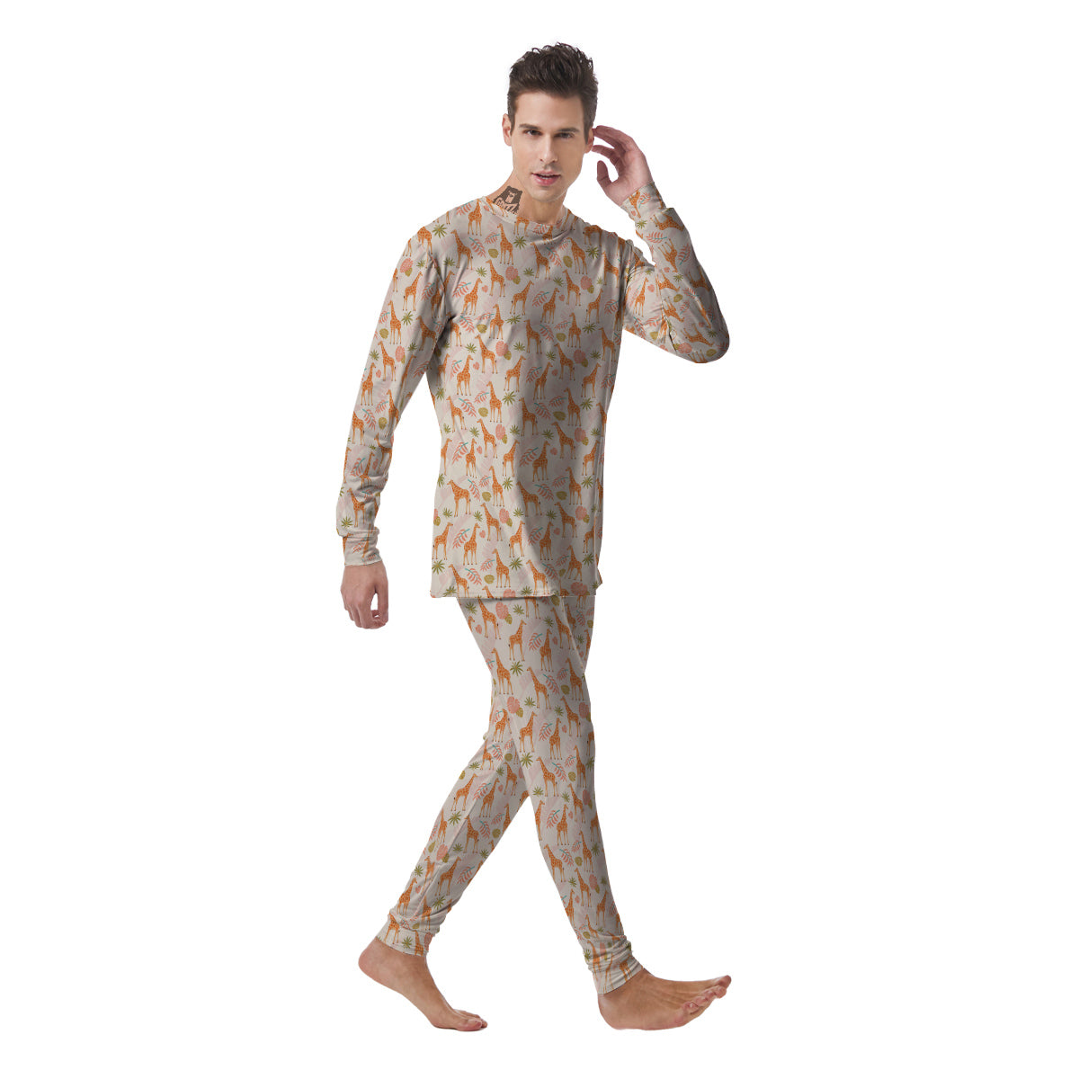 Giraffe Cute Print Pattern Men's Pajamas-grizzshop
