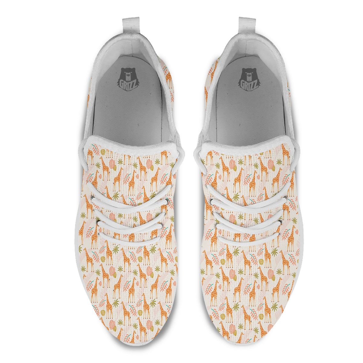 Giraffe Cute Print Pattern White Athletic Shoes-grizzshop