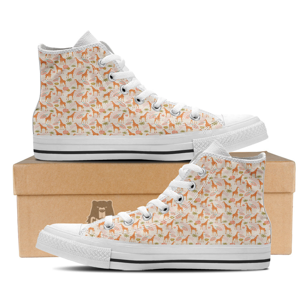 Giraffe Cute Print Pattern White High Top Shoes-grizzshop