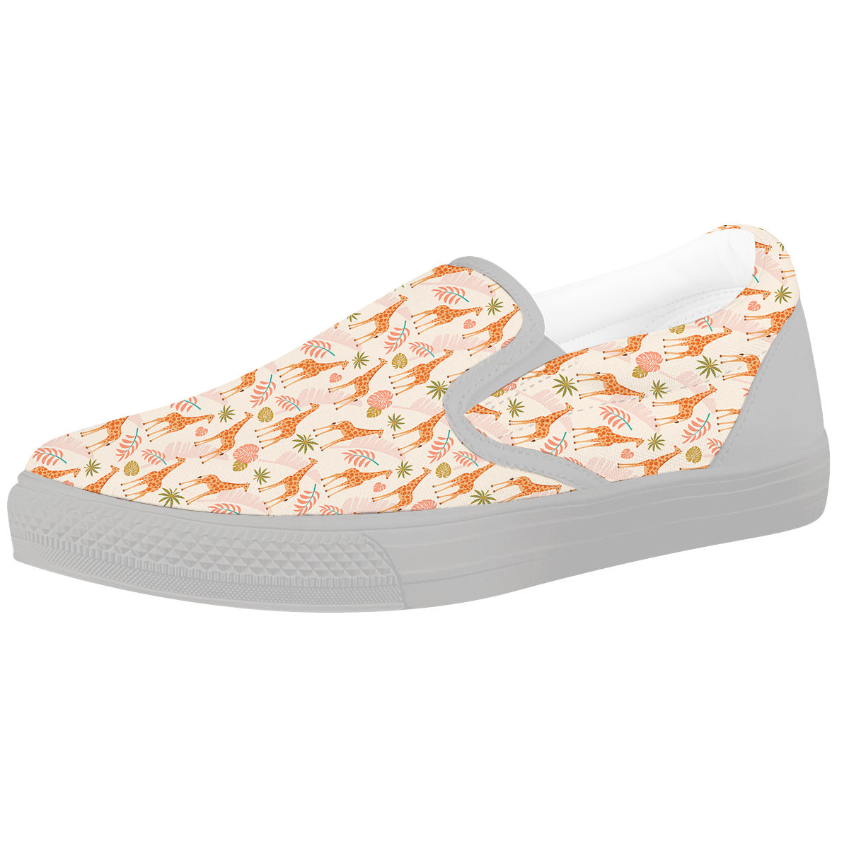 Giraffe Cute Print Pattern White Slip On Shoes-grizzshop