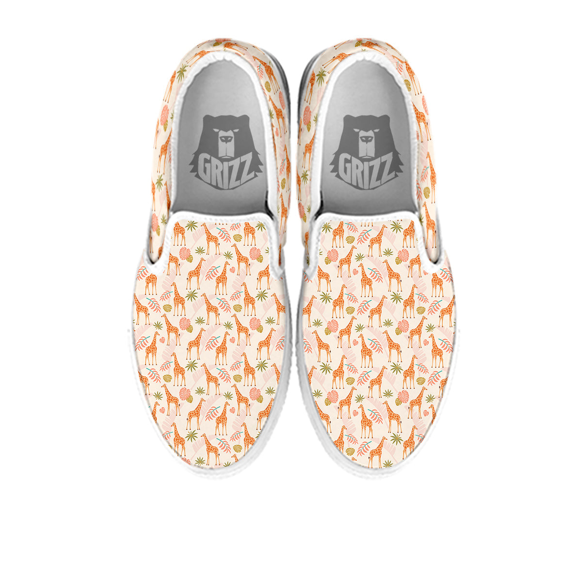 Giraffe Cute Print Pattern White Slip On Shoes-grizzshop