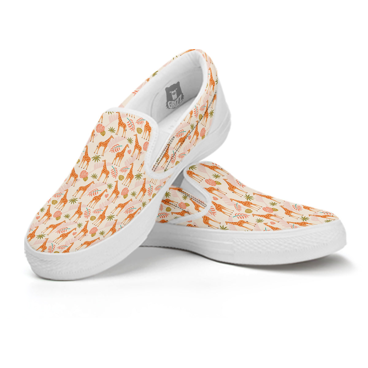 Giraffe Cute Print Pattern White Slip On Shoes-grizzshop