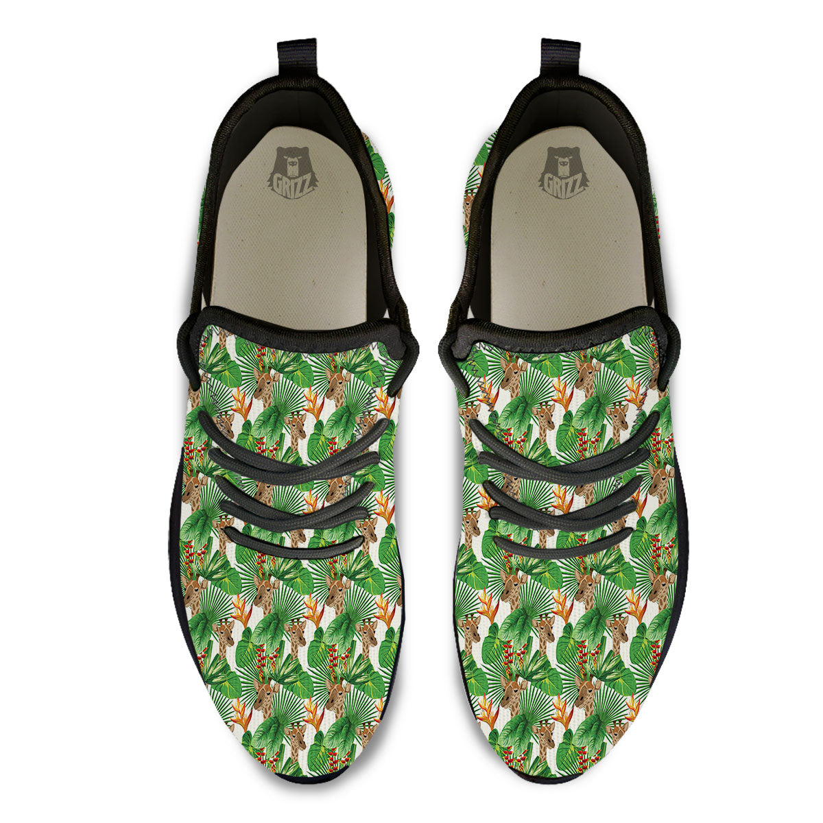 Giraffe Exotic Tropical Print Pattern Black Athletic Shoes-grizzshop