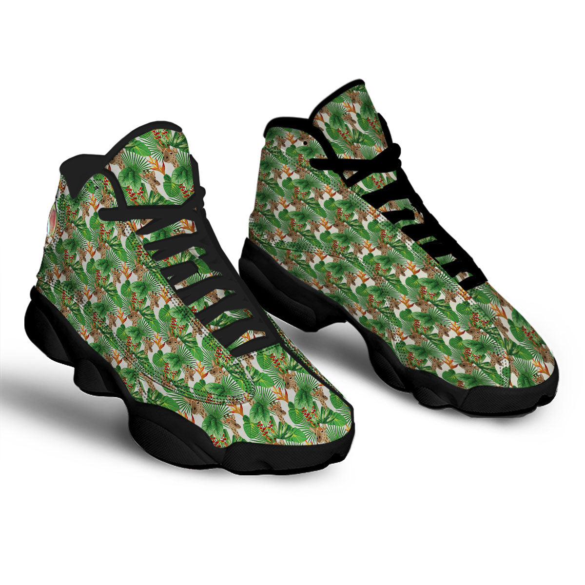 Giraffe Exotic Tropical Print Pattern Black Basketball Shoes-grizzshop