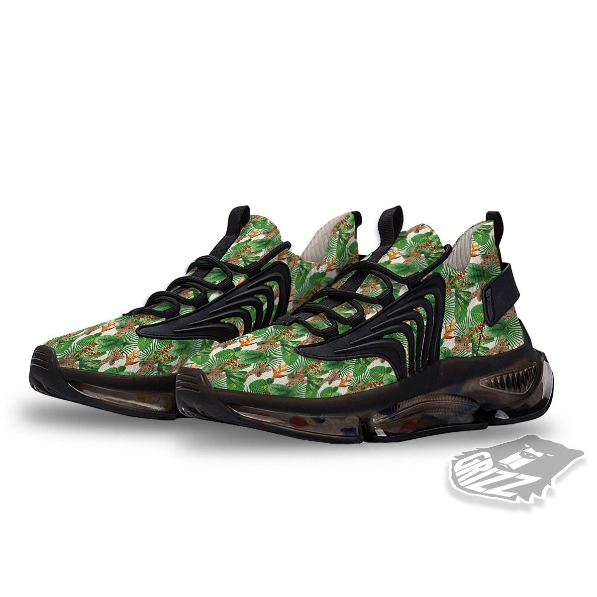 Giraffe Exotic Tropical Print Pattern Black Gym Shoes-grizzshop
