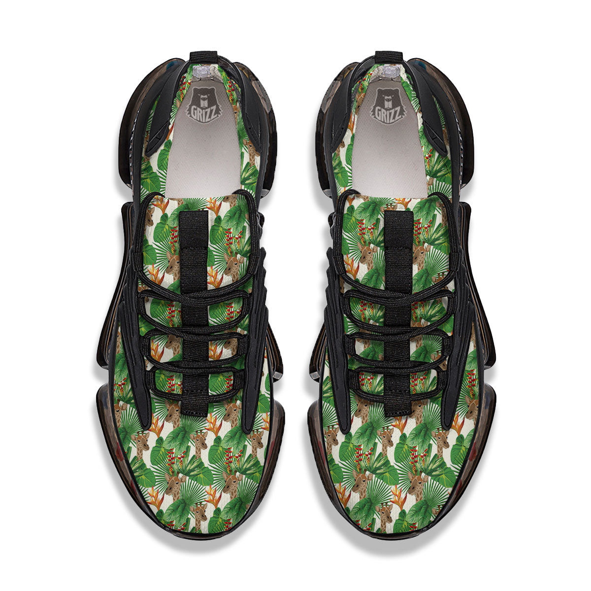 Giraffe Exotic Tropical Print Pattern Black Gym Shoes-grizzshop