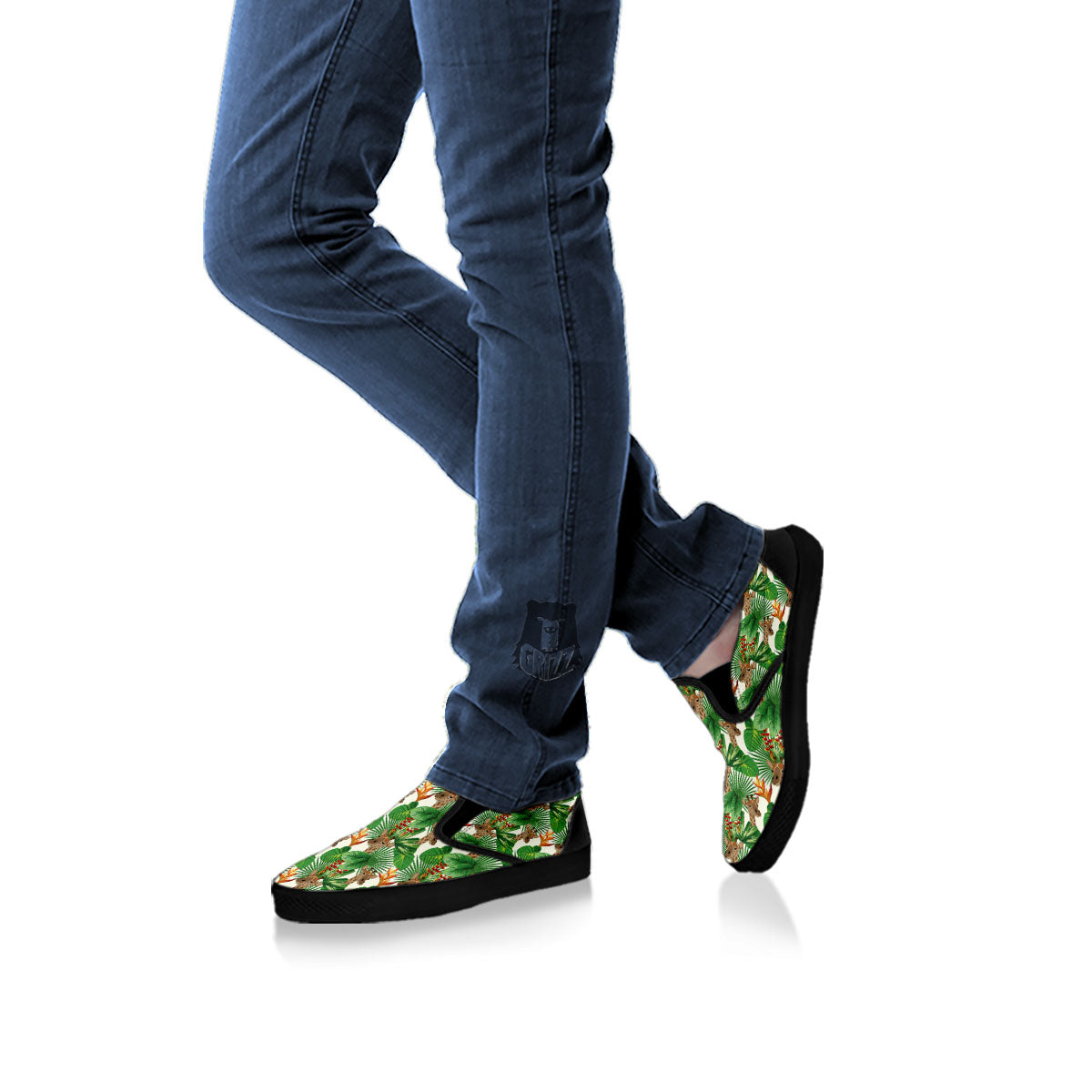 Giraffe Exotic Tropical Print Pattern Black Slip On Shoes-grizzshop
