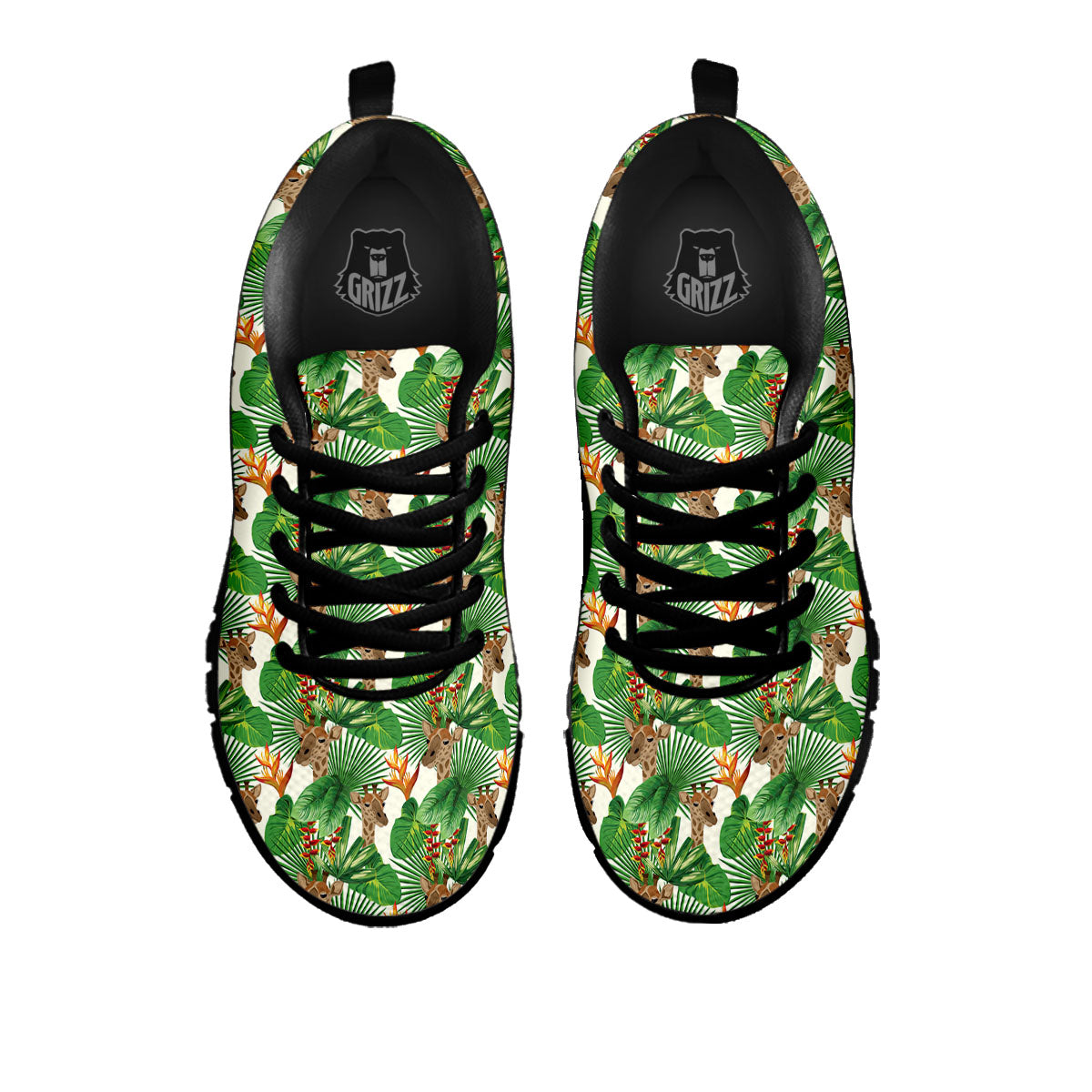 Giraffe Exotic Tropical Print Pattern Black Sneaker-grizzshop