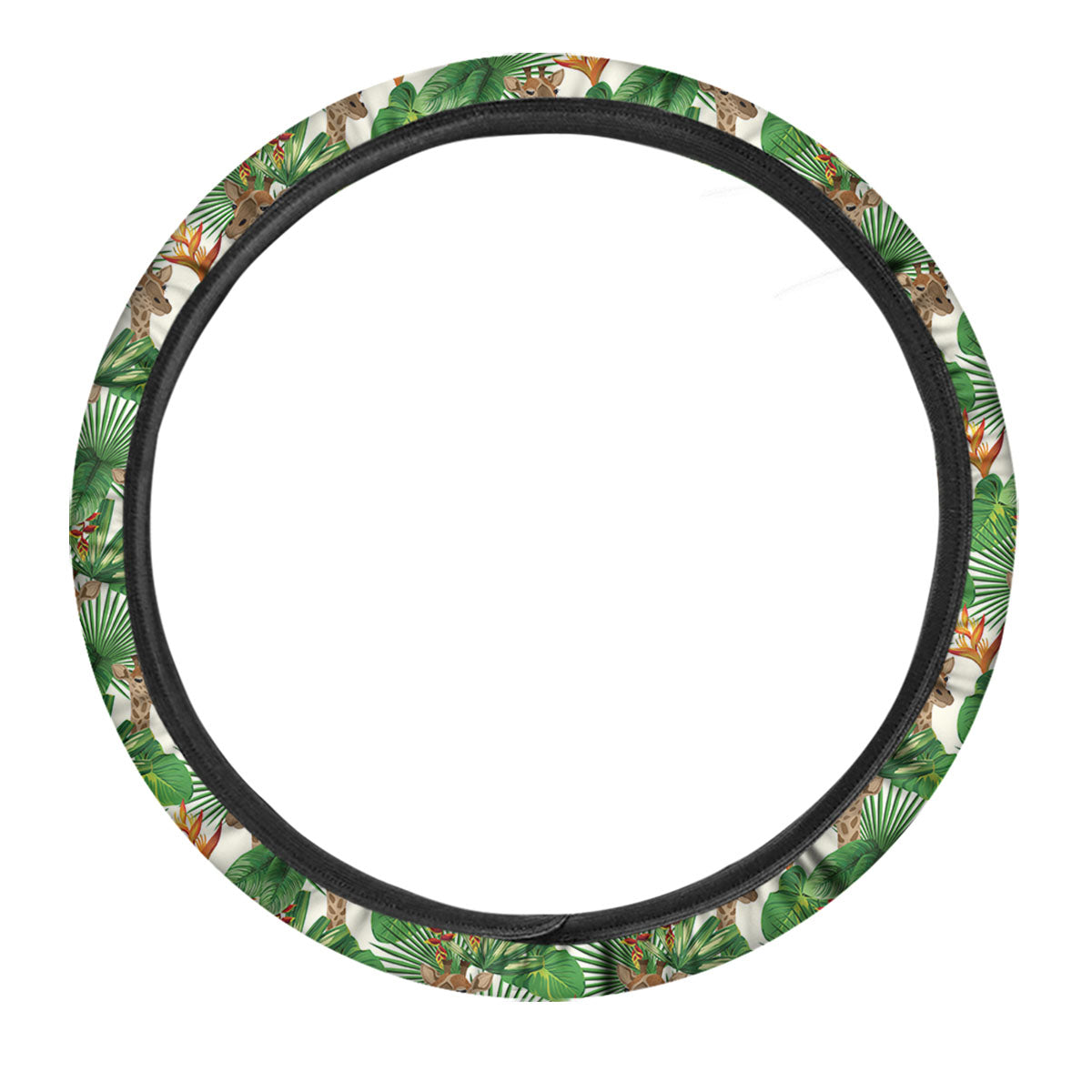 Giraffe Exotic Tropical Print Pattern Car Steering Wheel Cover-grizzshop