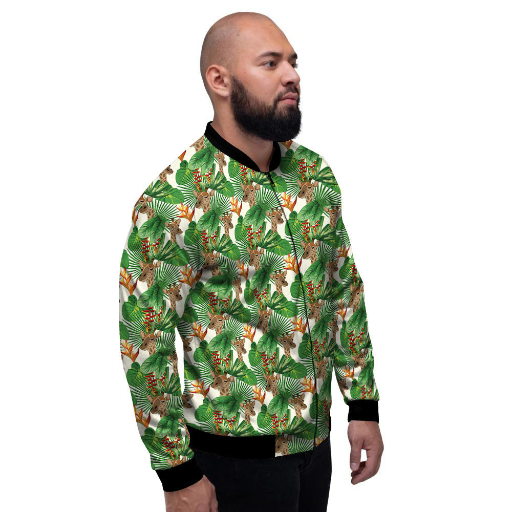 Giraffe Exotic Tropical Print Pattern Men's Bomber Jacket-grizzshop