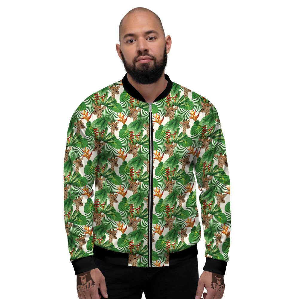 Giraffe Exotic Tropical Print Pattern Men's Bomber Jacket-grizzshop