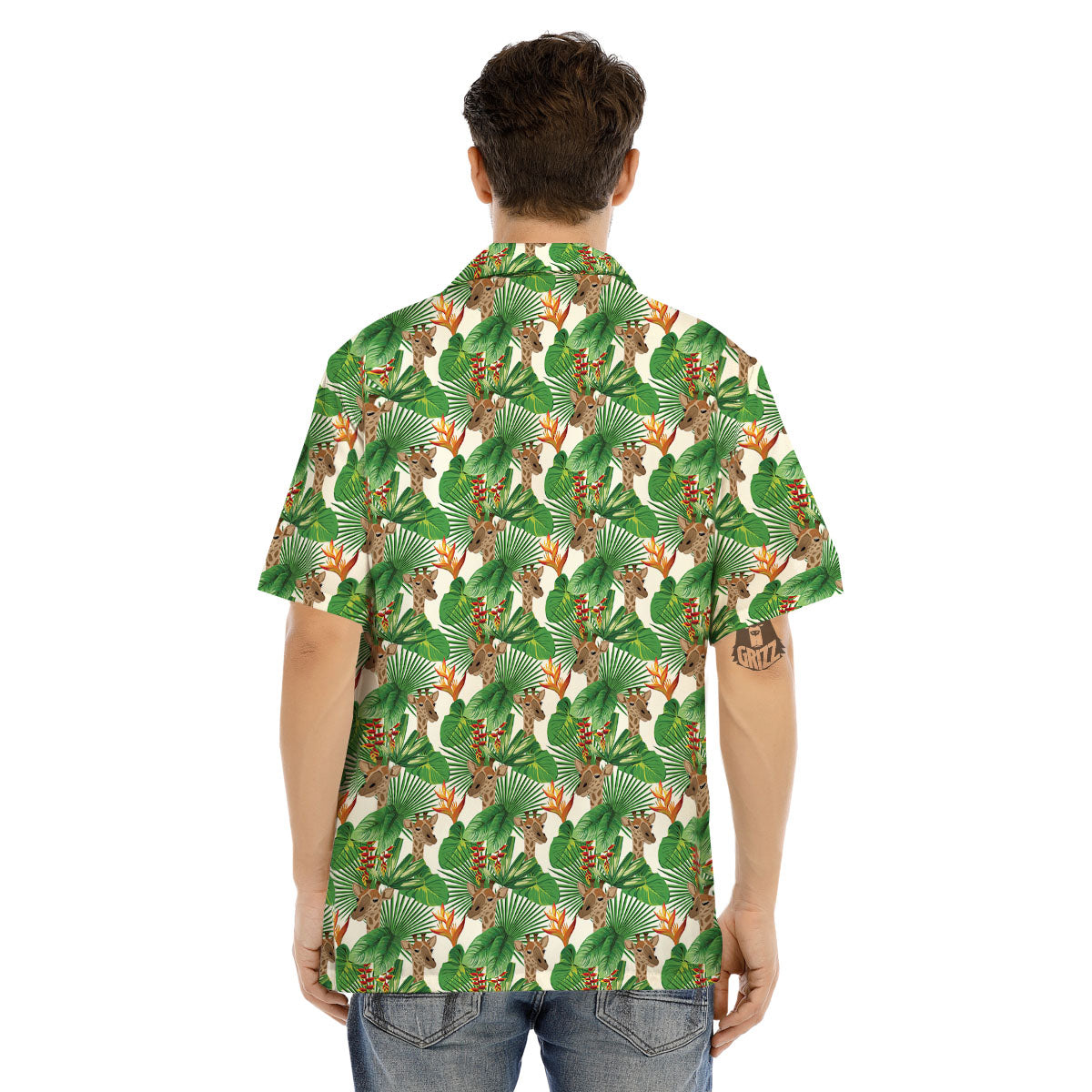 Giraffe Exotic Tropical Print Pattern Men's Hawaiian Shirt-grizzshop