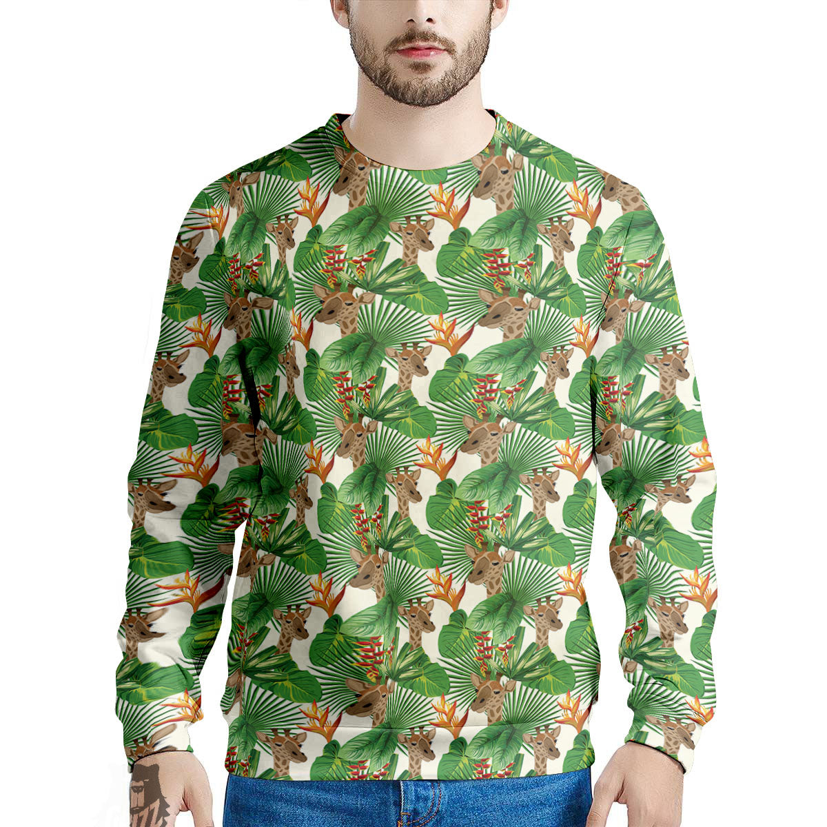 Giraffe Exotic Tropical Print Pattern Men's Sweatshirt-grizzshop