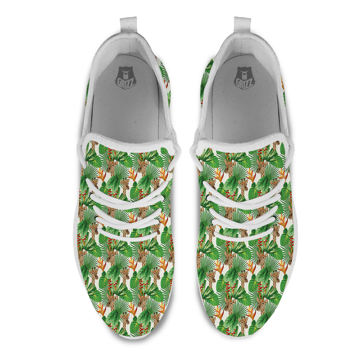 Giraffe Exotic Tropical Print Pattern White Athletic Shoes-grizzshop