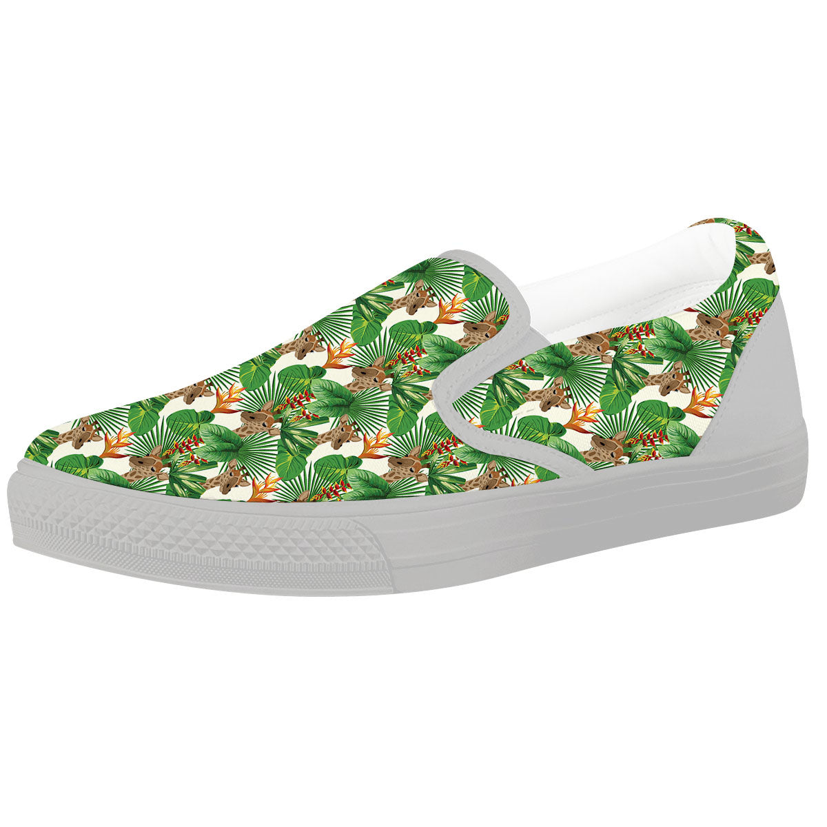 Giraffe Exotic Tropical Print Pattern White Slip On Shoes-grizzshop
