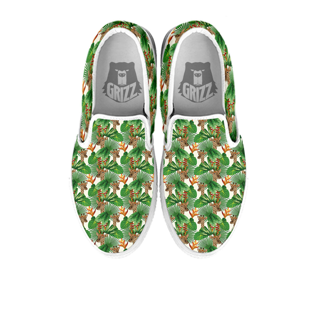 Giraffe Exotic Tropical Print Pattern White Slip On Shoes-grizzshop