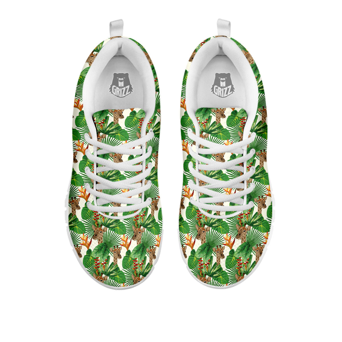 Giraffe Exotic Tropical Print Pattern White Sneaker-grizzshop