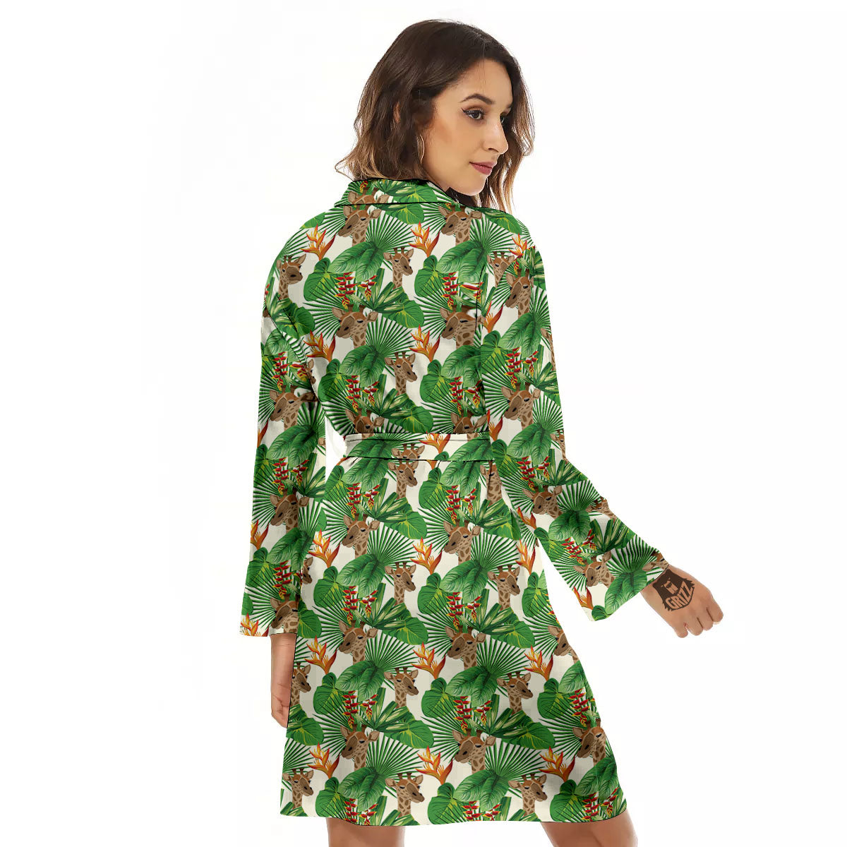 Giraffe Exotic Tropical Print Pattern Women's Robe-grizzshop