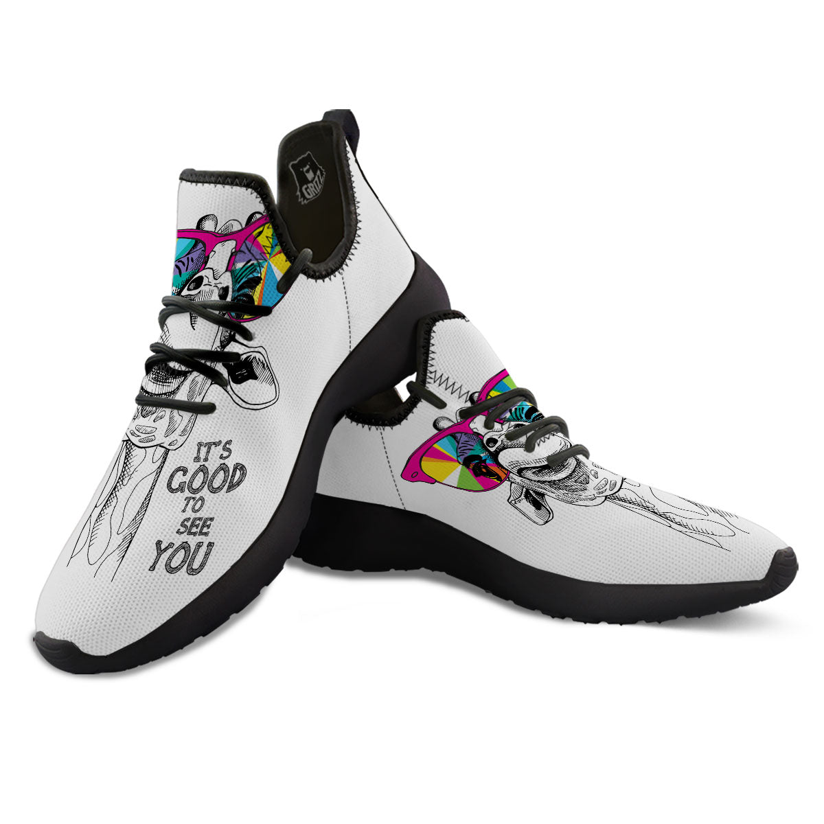 Giraffe Funny Print Black Athletic Shoes-grizzshop