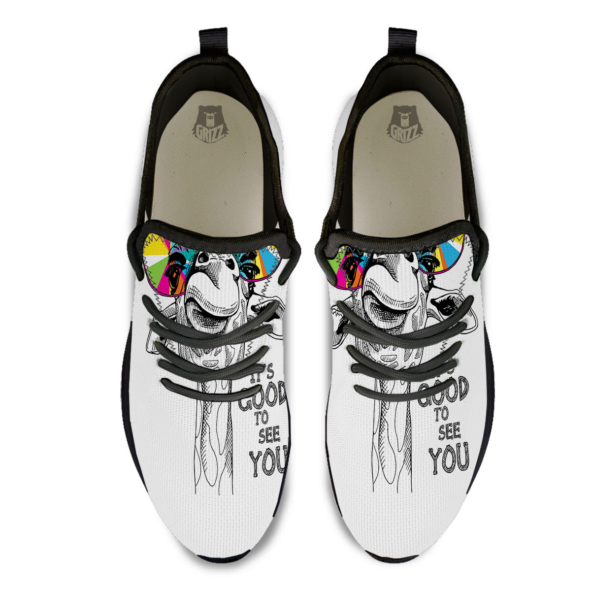 Giraffe Funny Print Black Athletic Shoes-grizzshop