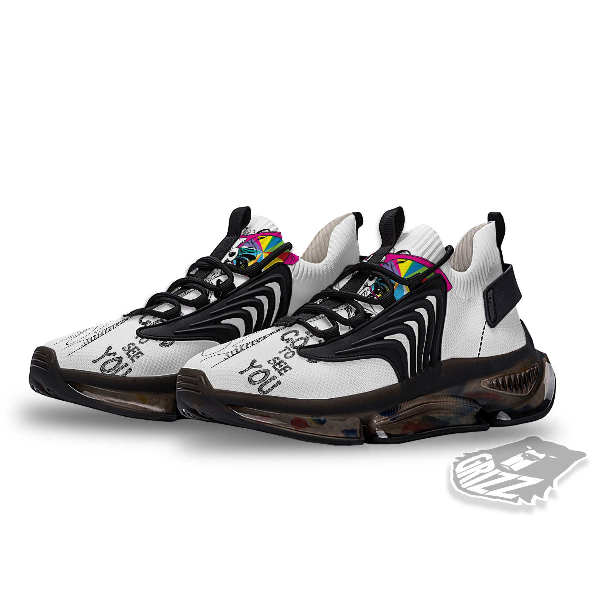 Giraffe Funny Print Black Gym Shoes-grizzshop