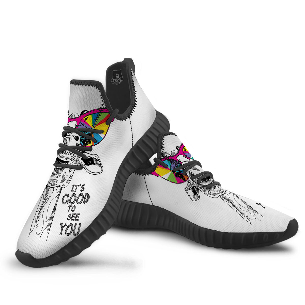 Giraffe Funny Print Black Walking Shoes-grizzshop