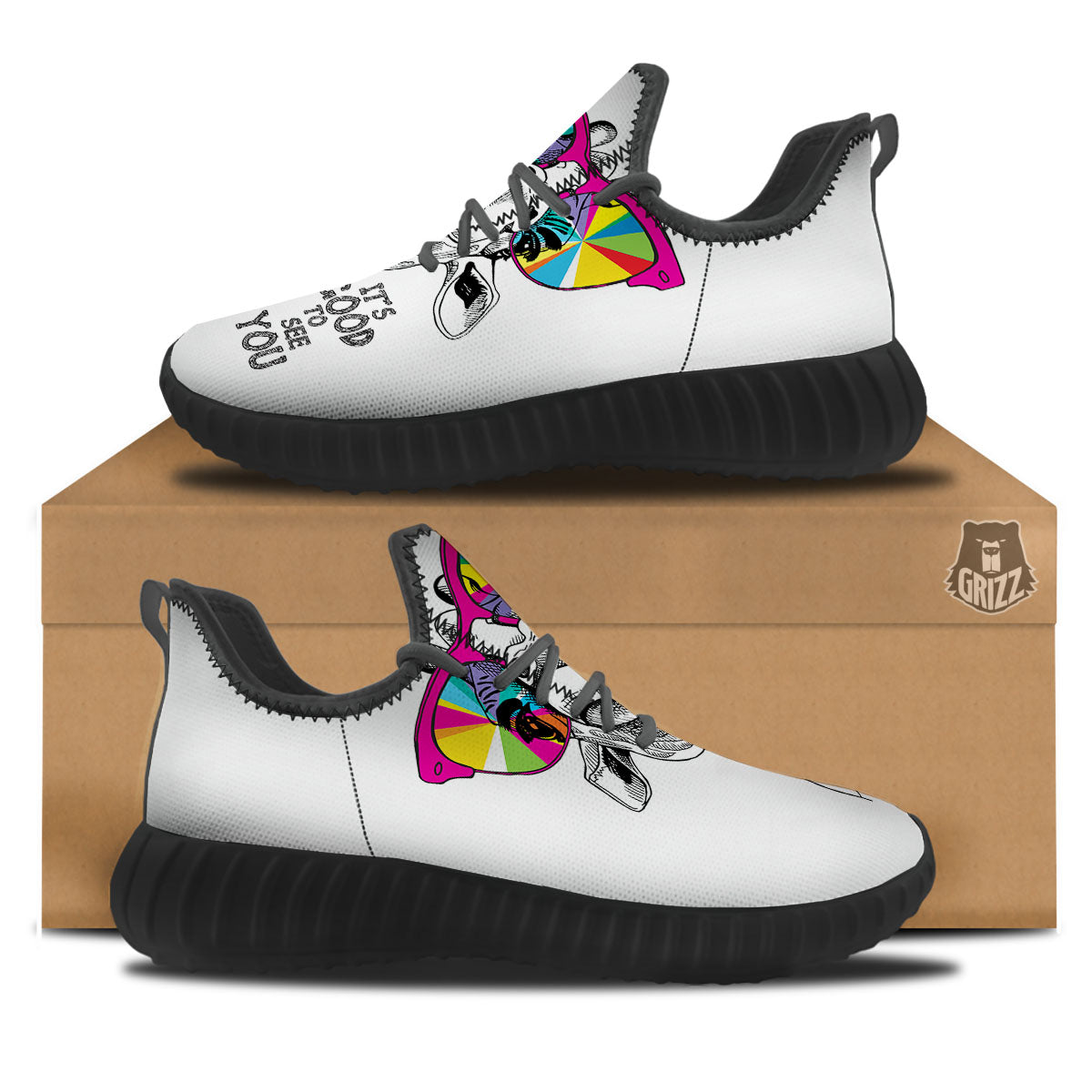 Giraffe Funny Print Black Walking Shoes-grizzshop