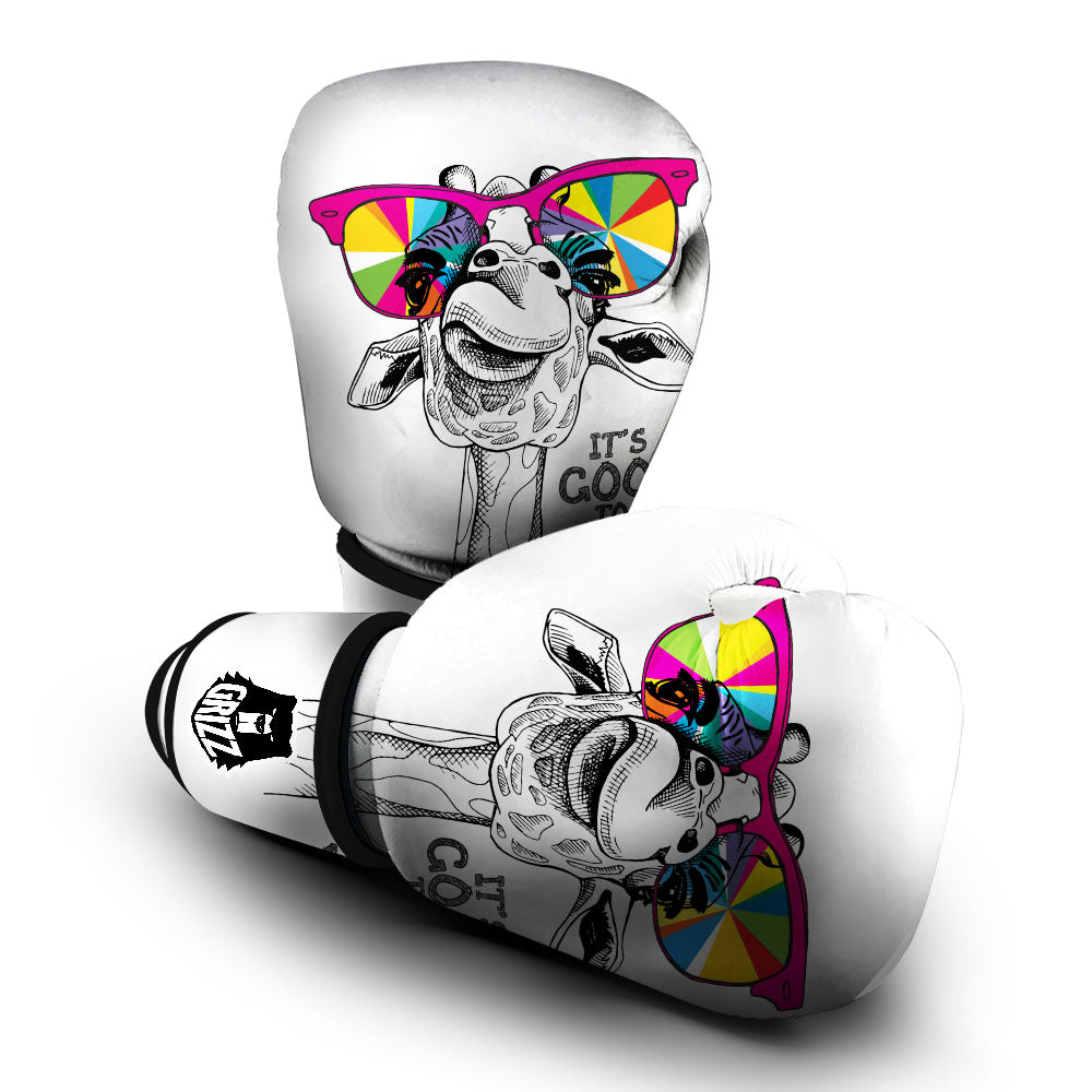 Giraffe Funny Print Boxing Gloves-grizzshop