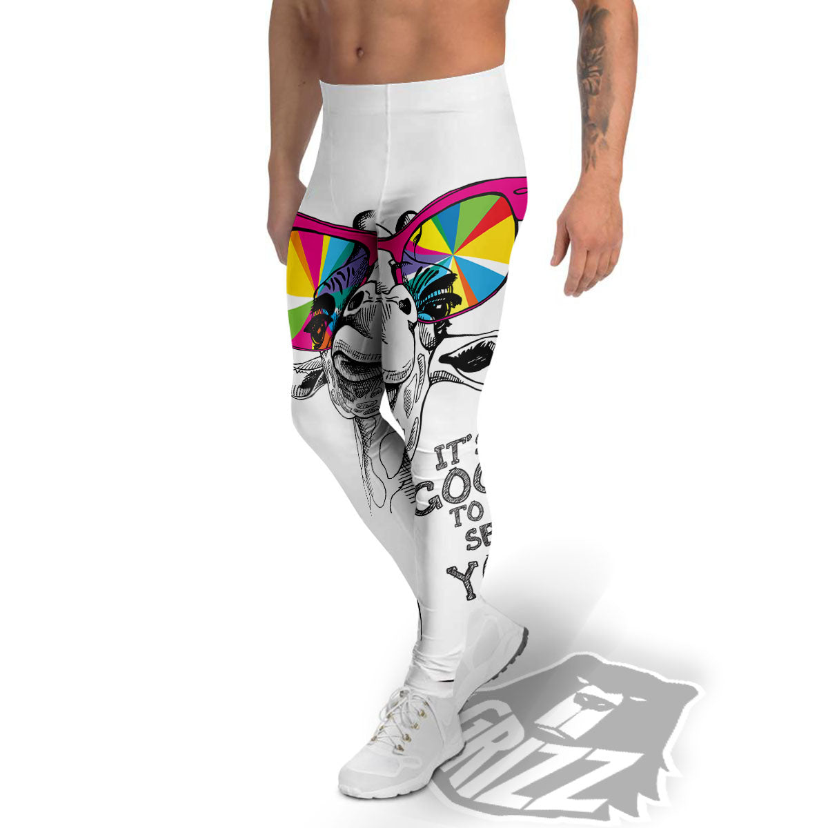 Giraffe Funny Print Men's Leggings-grizzshop