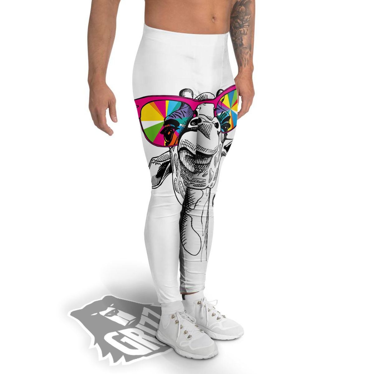 Giraffe Funny Print Men's Leggings-grizzshop