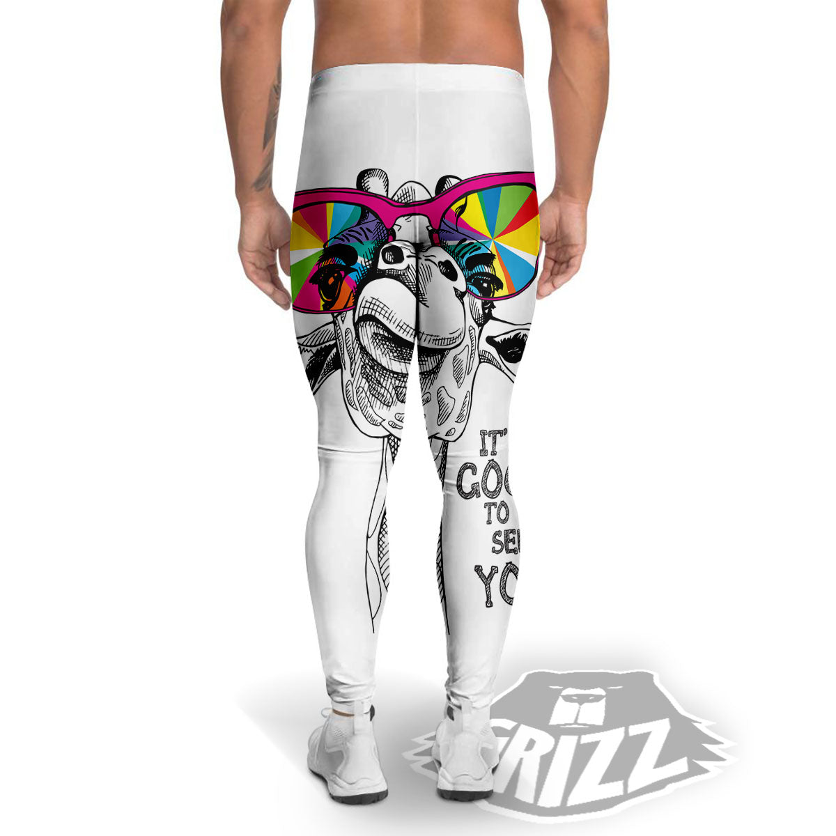 Giraffe Funny Print Men's Leggings-grizzshop