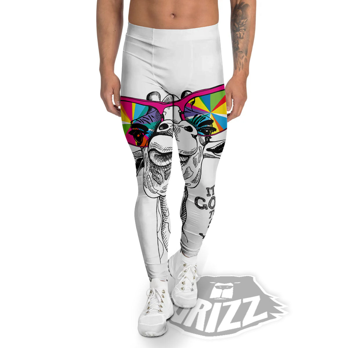 Giraffe Funny Print Men's Leggings-grizzshop