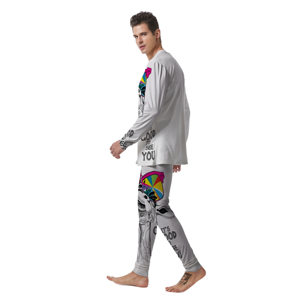 Giraffe Funny Print Men's Pajamas-grizzshop
