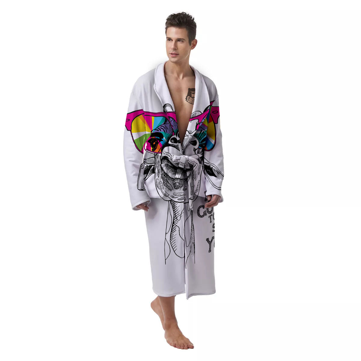 Giraffe Funny Print Men's Robe-grizzshop