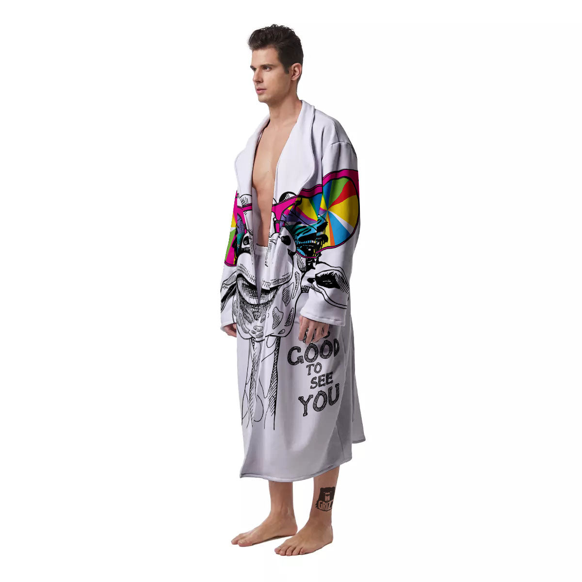 Giraffe Funny Print Men's Robe-grizzshop