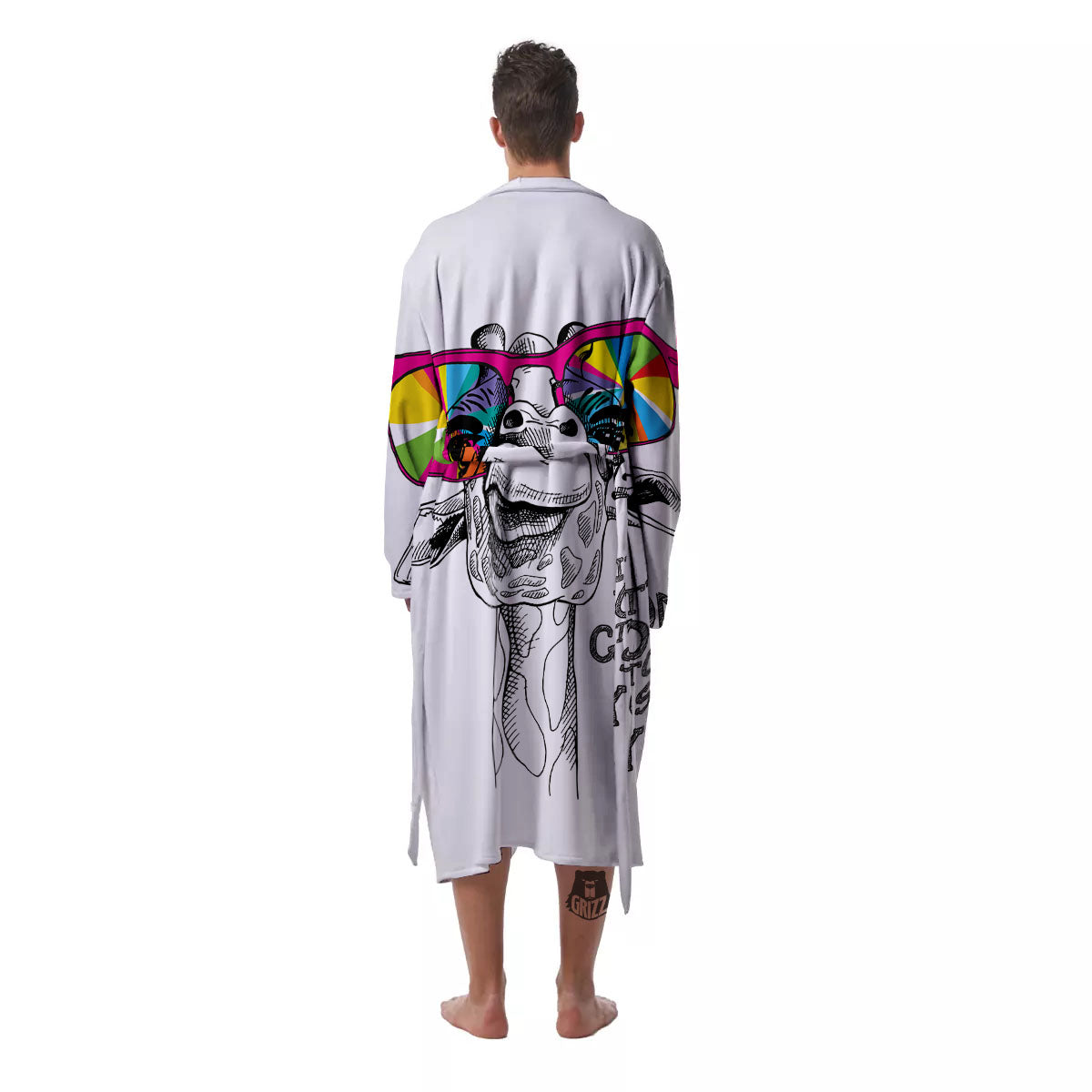Giraffe Funny Print Men's Robe-grizzshop